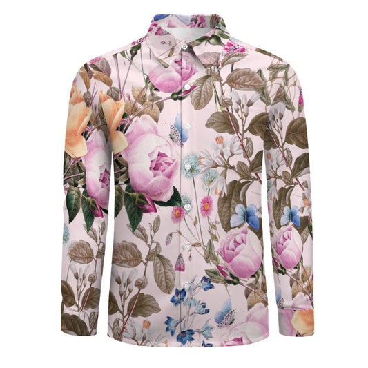 Ethereal Flowers One Pocket Long Sleeve Button Up