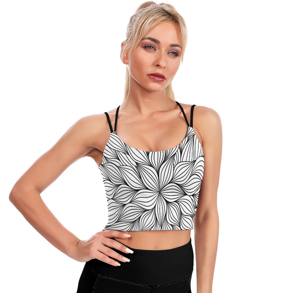 Black and White Bloom Crop Top