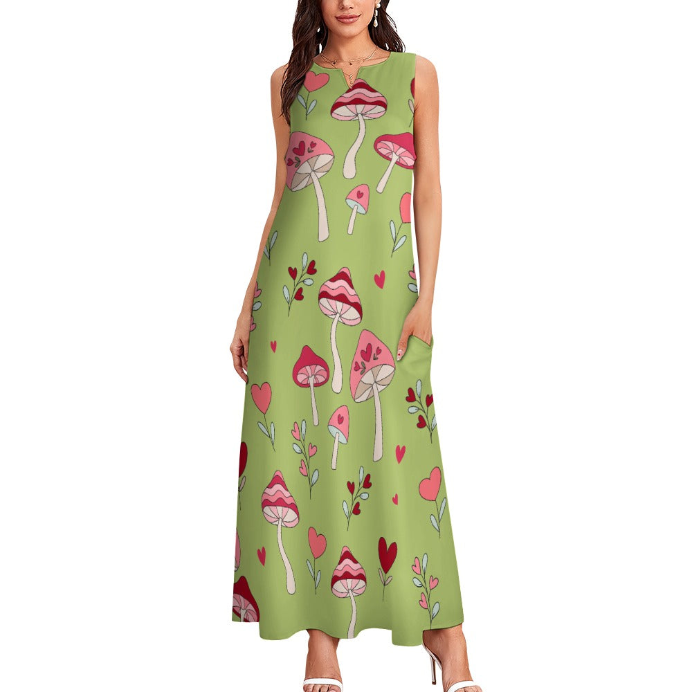 I Love Mushrooms Long Dress