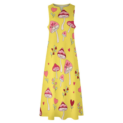 I Love Mushrooms Long Dress