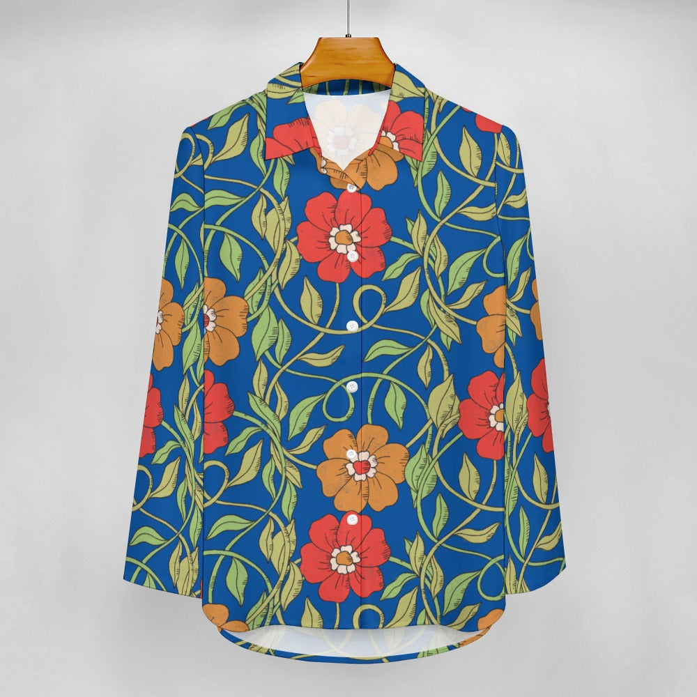 Flowery Vines, Irregular Hem Shirt