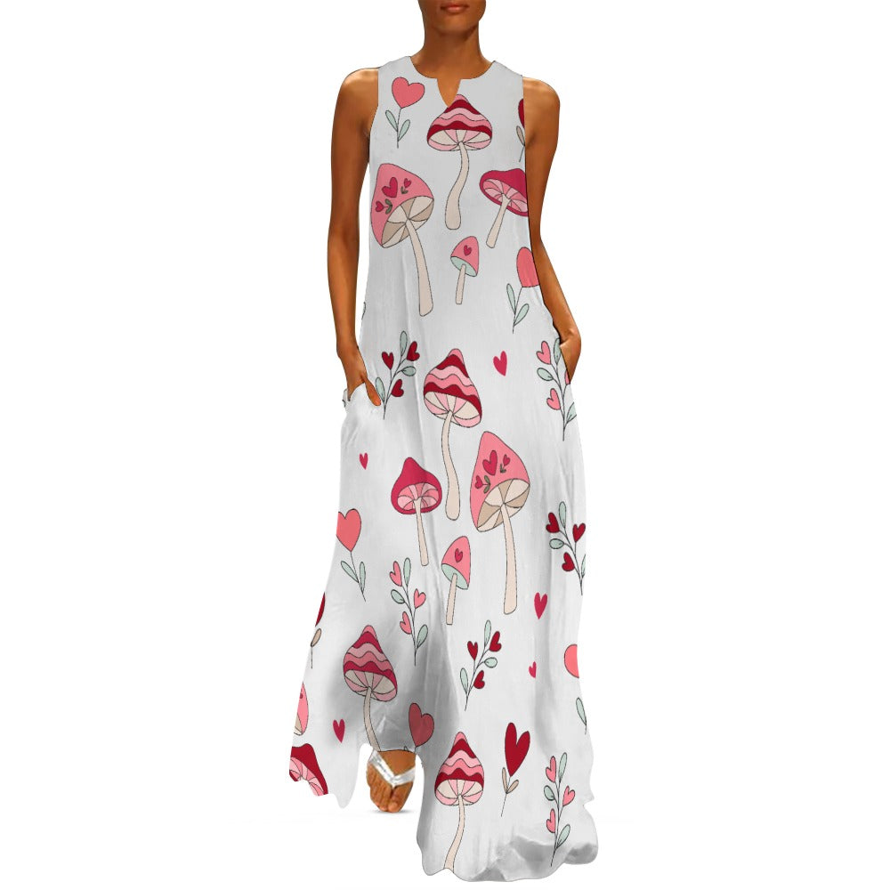 I Love Mushrooms Long Dress